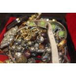 LOT OF VARIOUS COSTUME JEWELLERY 
along with various vintage compacts, two lady's evening bags, etc.