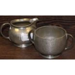 TUDRIC PEWTER CREAM JUG NO.01221 AND SUCRIER NO.