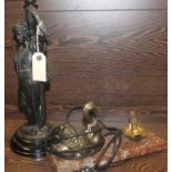 SPELTER FIGURAL LAMP
along with another swan motif lamp,