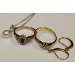 GROUP OF VARIOUS JEWELLERY
including a pair of diamond earrings,