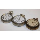 GROUP OF THREE POCKET WATCHES
all with Roman numerals,