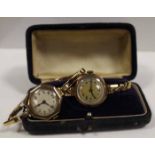 TWO LADY'S GOLD WRISTWATCHES
with bracelet straps