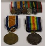 WWI INTEREST:
DUO OF WWI CAMPAIGN MEDALS
together with a row of five miniature WWI campaign medals