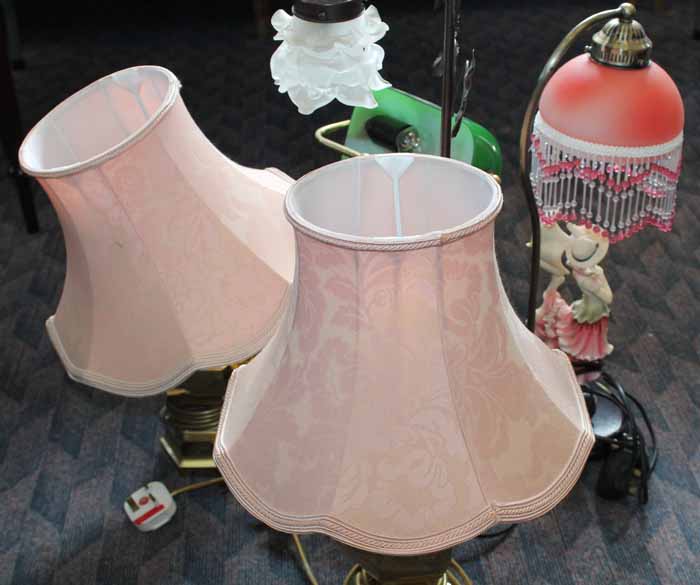 FIVE TABLE LAMPS 
including a desk study lamp