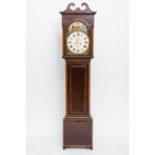 GEORGE III MAHOGANY LINE INLAID LONGCASE CLOCK
with painted Royal Coat of Arms dial,