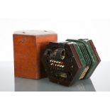 VICTORIAN 48-BUTTON ROSEWOOD CONCERTINA 
with stained ivory buttons and pierced grill ends,