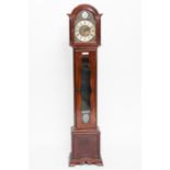 20TH CENTURY MAHOGANY LONGCASE CLOCK
with brass dial and Roman numerals, with glazed door,