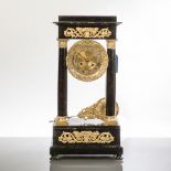 19TH CENTURY FRENCH PORTICO CLOCK
maker Le Roi, with brass dial with Roman dial,