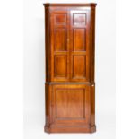 VICTORIAN MAHOGANY LINE INLAID CORNER CUPBOARD 
with shelved interior section,