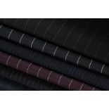 SIX TYPES OF PINSTRIPED ENGLISH SUIT FABRIC
including a Radnar, Liston & Co.