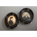 TWO VICTORIAN PORTRAIT MINIATURES
both of gentlemen dressed in black morning coats,