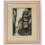 WILLIAM RENISON (SCOTTISH 1866 - 1940), 
ROUEN STREET SCENE
etching,