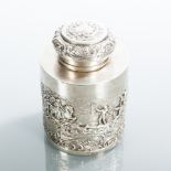 LATE NINETEENTH CENTURY GERMAN HANAU SILVER TEA CADDY
maker Georg Roth & Co.