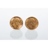 GROUP OF TWO EDWARD VII GOLD SOVEREIGNS dated 1909 and 1910