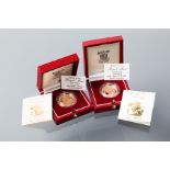 GROUP OF TWO BOXED ELIZABETH II  GOLD PROOF SOVEREIGNS dated 1985 and 1988; both with capsule,
