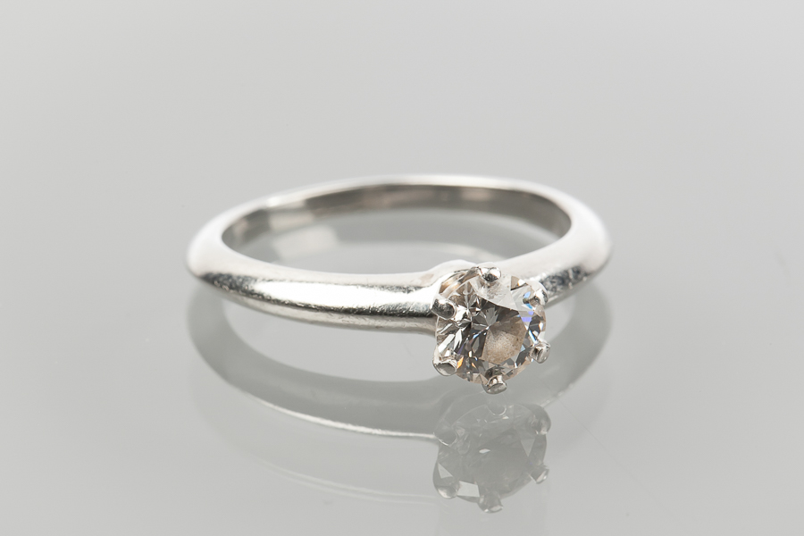 TIFFANY & CO. PLATINUM DIAMOND SOLITAIRE RING
the brilliant cut diamond 0. - Image 2 of 2