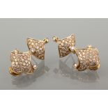 UNUSUAL DIAMOND SET EARRINGS
each formed by two pave diamond set linked sections,
