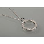 ART DECO STYLE DIAMOND CIRCLE PENDANT
set with brilliant cut diamonds, unmarked,