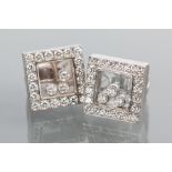 PAIR OF CHOPARD 'HAPPY DIAMONDS' EARRINGS
each of square form with a centre panel of three