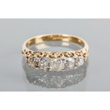 VICTORIAN DIAMOND FIVE STONE RING
set with graduated old cut diamonds,