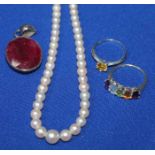 COLLECTION OF SILVER JEWELLERY
including two silver rings, a silver pendant,