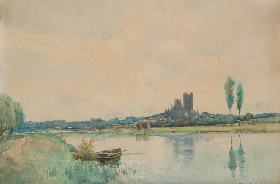 JAMES GARDEN LAING (SCOTTISH 1852 - 1915),
ELY CATHEDRAL 
watercolour on paper, - Image 2 of 2
