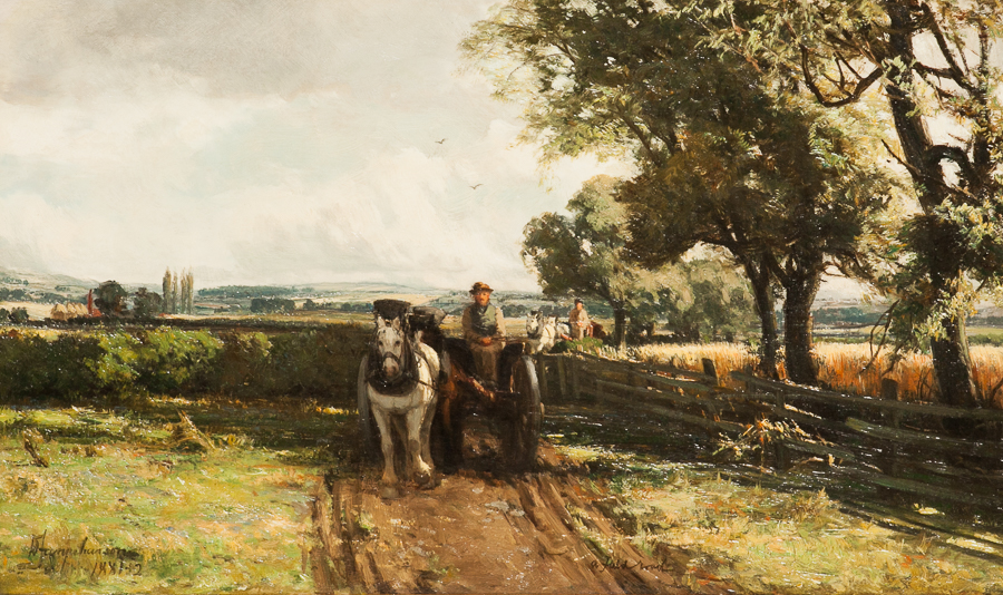 DAVID FARQUARSON ARSA RSW ROI ARA (SCOTTISH 1839 - 1907),A FIELD LOAD oil on canvas, signed, - Image 2 of 2