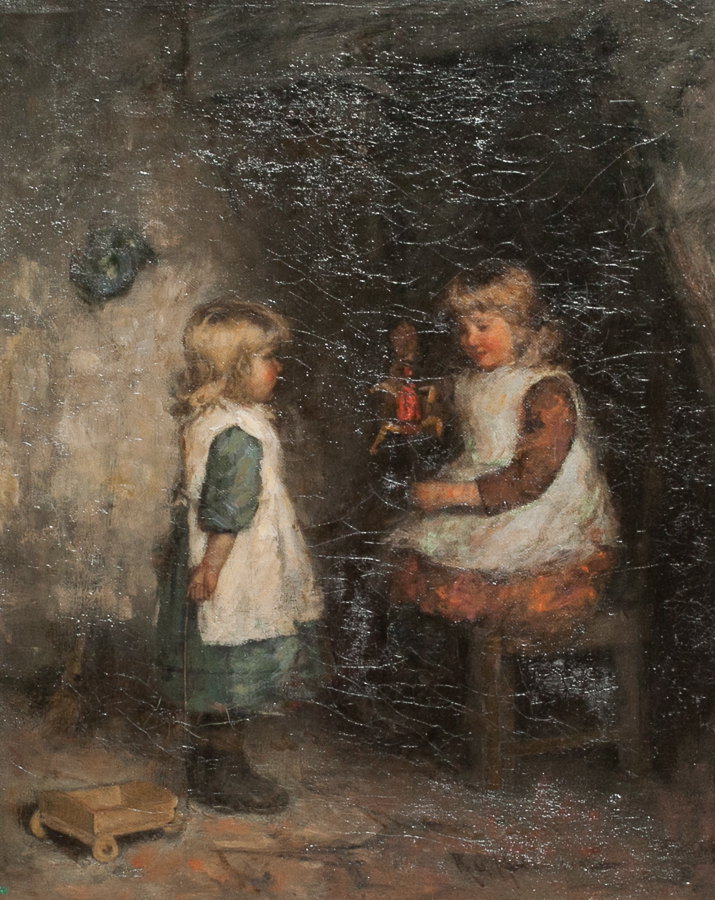 ROBERT GEMMELL HUTCHISON RSA RSW (SCOTTISH 1855 - 1936),
CHILDHOOD HAPPY DAYS
oil on canvas, - Image 2 of 2