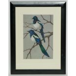 * RALSTON GUDGEON RSW (SCOTTISH 1910 - 1984),
PAIR OF MAGPIES
watercolour on paper,