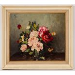 ROBERT HOPE RSA (SCOTTISH 1869 - 1936),
ROSES
oil on board, signed with incised signature,