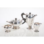 ART DECO SILVER FOUR-PIECE TEA SERVICE
maker Joseph Gloster Ltd.