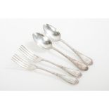 SET OF RUSSIAN ART NOUVEAU SILVER TABLE FORKS AND SPOONS
hallmarked with double headed eagle above