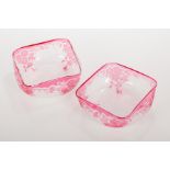 PAIR OF EARLY 20TH CENTURY FRENCH BACCARAT CAMEO GLASS DISHES
pink cameo over clear glass, each 11.