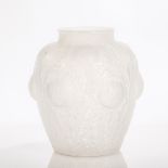 RENÉ LALIQUE DOMRÉMY VASE
designed in 1926, frosted opalescent glass, rim frosted,