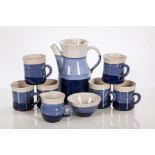 STUDIO POTTERY COFFEE SET BY TOM LOCHHEAD
circa 1970s, comprising a coffee pot, sugar, cream,