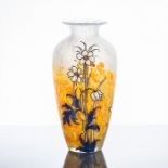 EARLY 20TH CENTURY LEGRAS CAMEO GLASS FLORAL VASE
of shouldered ovoid form with a floral enamel