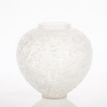 RENÉ LALIQUE GUI VASE
designed in 1920, frosted opalescent glass with remnants of staining,