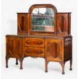 EARLY 20TH CENTURY MAHOGANY INVERSE MIRROR-BACKED SIDEBOARD 
with two drawers flanked by a cupboard