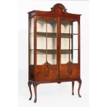 EARLY 20TH CENTURY MAHOGANY DISPLAY CABINET 
on cabriole legs,