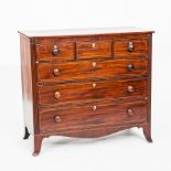 EARLY 19TH INLAID MAHOGANY CHEST OF DRAWERS 
three short over three long drawers,