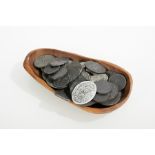 GROUP OF FIFTY PEWTER COMMUNION TOKENS
mostly 19th century, including examples from Forfar,