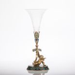 FRENCH CHAMPLEVE ENAMEL AND GILT METAL EPERGNE
on oval base with champleve enamel foliate design