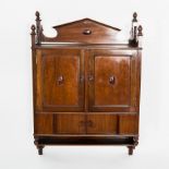 EARLY 20TH CENTURY MAHOGANY WALL-MOUNTING CABINET 
with hinged and sliding doors,