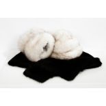 LADY'S ARCTIC FOX FUR HAT AND MUFF
the hat with a wide brim, lined, no interior label,