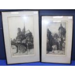 GROUP OF FOUR ETCHINGS
including three by Susan Crawford:  'Notre Dame Paris' image size 43cm x 25.