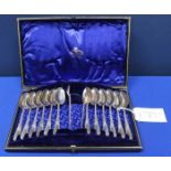 LATE VICTORIAN CASED SET OF TWELVE SILVER COFFEE SPOONS
by Josiah Williams & Co, London marks,