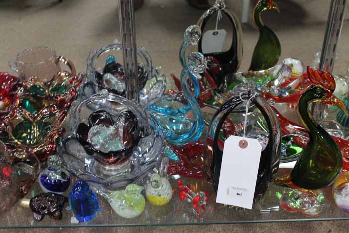 LOT OF VARIOUS GLASS WARE
including Mdina seahorses, other animal figures, bowls, etc.