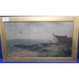 SCOTTISH SCHOOL (LATE 19TH CENTURY),
SEASIDE COTTAGE
oil on canvas, unsigned
image 22cm high x 39.