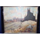 BRITISH SCHOOL (20TH CENTURY),
RUBBLE ROUND THE CHURCH
oil on canvas
39cm x 49.5cm
Framed