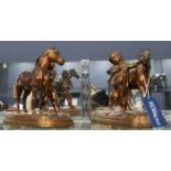 PAIR OF SPELTER FIGURES
both modelled as a boy and a girl both with ponies,